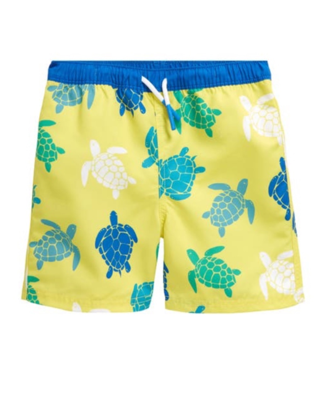 Mini Boden.Yellow Green Blue White Sea Turtles Boys Swim Trunks Size 5-6Y